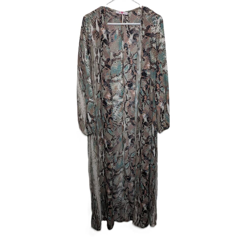 Women's Buddy Love Duster Snake Print White Brown Black Teal Size M
